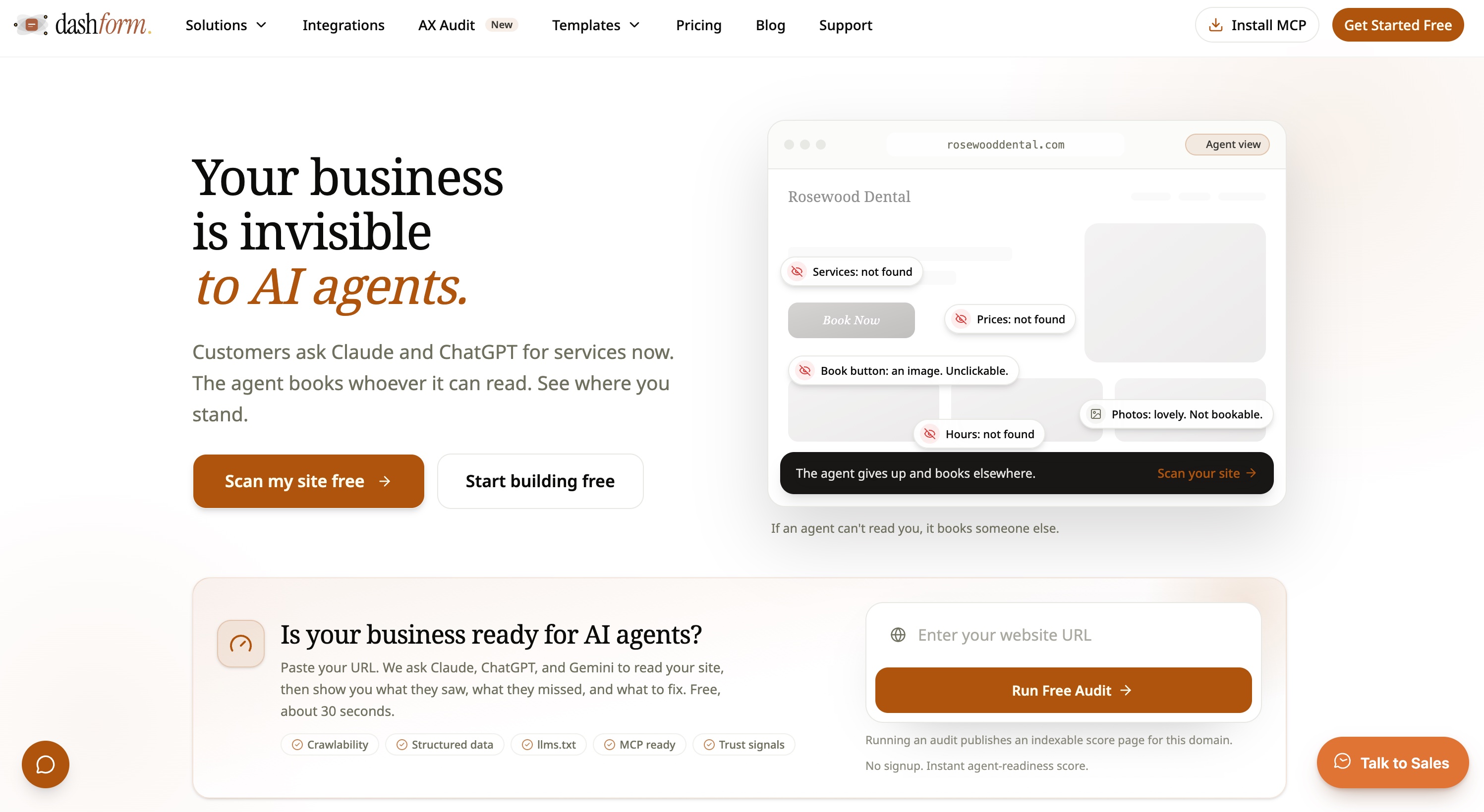 Dashform product homepage